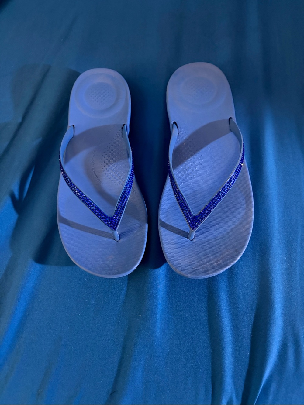 Fitflop Blue Rhinestone Flip Flop Sandals